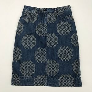 Sibling London Distressed Jean Midi Skirt M